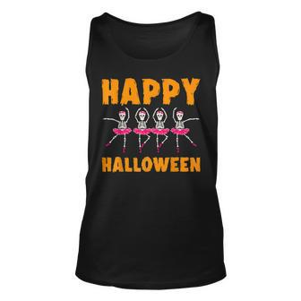 Happy Halloween Lazy Costume Dancing Skeleton Ballerina Unisex Tank Top - Seseable