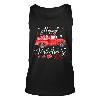 Happy Valentines Day Red Truck With Letters Postal Worker Men Women Tank Top Graphic Print Unisex - Thegiftio UK