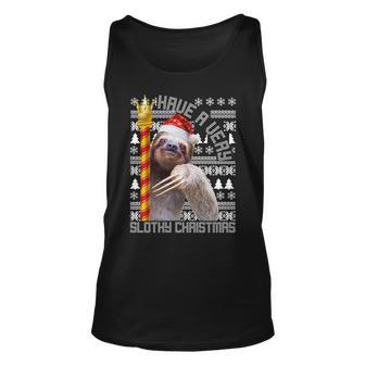 Have A Very Slothy Christmas Sloth Ugly Christmas Unisex Tank Top - Thegiftio