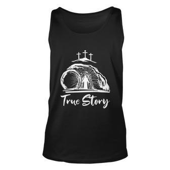 He Is Risen Cross Jesus Easter Day Christians True Story Unisex Tank Top - Monsterry AU