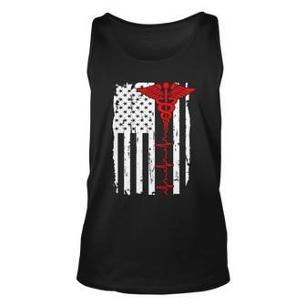 Healthcare Front Line Us Flag Unisex Tank Top - Monsterry