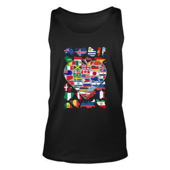Heart Flags Of The World Country Travelling Gift Graphic Design Printed Casual Daily Basic Unisex Tank Top - Thegiftio