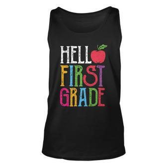 Hello 1St Grade Red Apple Back To School First Day Of School Unisex Tank Top - Monsterry
