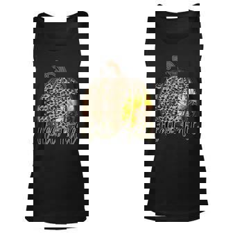 Hello Fall Leopard Print Pumpkin Autumn Unisex Tank Top - Seseable