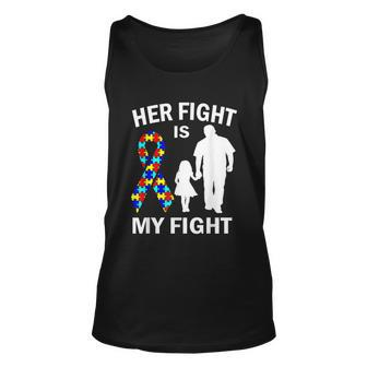 Her Fight Is My Fight Autism Awareness Dad Daughter Unisex Tank Top - Monsterry
