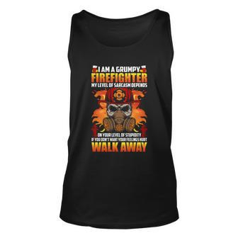 I Am A Grumpy Firefighter My Level Of Sarcarsm Depends Thin Red Line Unisex Tank Top - Monsterry DE