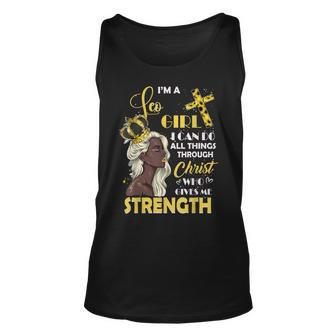 I Am A Leo Girl Birthday I Can Do Anything Through Christ Unisex Tank Top - Thegiftio