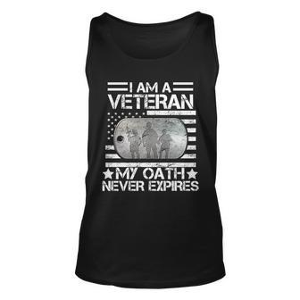 I Am A Veteran My Oath Never Expires Dog Tag Tshirt Unisex Tank Top - Monsterry AU