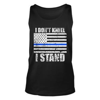 I Dont Kneel I Stand Usa Blue Line Flag Tshirt Unisex Tank Top - Monsterry DE