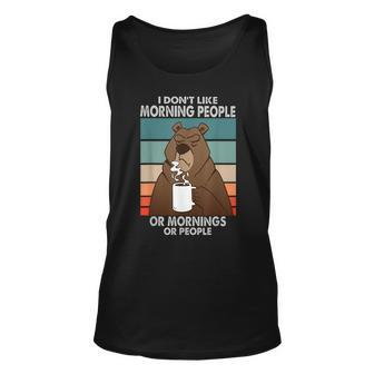 I Dont Like Morning People Or Mornings Or People Funny Bear Men Women Tank Top Graphic Print Unisex - Thegiftio UK