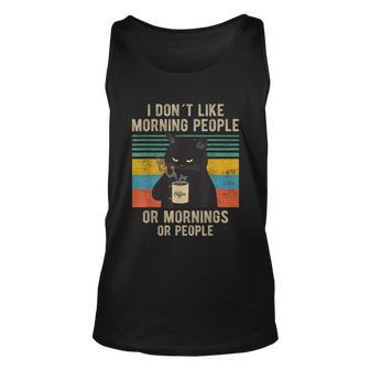 I Hate Morning People And Mornings And People Coffee Cat Unisex Tank Top - Thegiftio UK