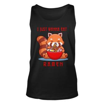 I Just Wanna Eat Ramen Cute Red Panda Unisex Tank Top - Monsterry