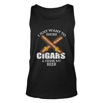 I Just Want To Smoke Cigars And Drink My Beer Bar Unisex Tank Top - Thegiftio UK