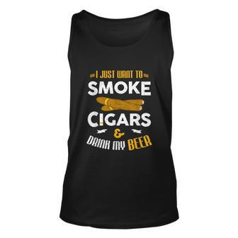 I Just Want To Smoke Cigars And Drink My Beer Cigar Unisex Tank Top - Thegiftio UK