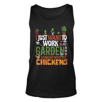 I Just Want To Work In My Garden And Hang Out With Chickens 12 Unisex Tank Top - Thegiftio UK