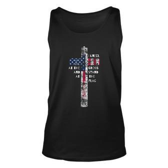 I Kneel At The Cross And Stand At The Flag Men Women Unisex Tank Top - Thegiftio UK