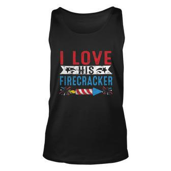I Love His Firecracker Matching Couple 4Th Of July For Her Unisex Tank Top - Monsterry