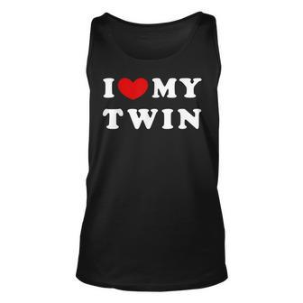I Love My Twin I Heart My Twin Men Women Tank Top Graphic Print Unisex - Thegiftio UK