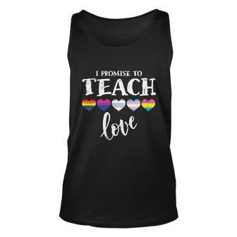 I Promise To Teach Love Lgbtcool Giftq Pride Proud Ally Teacher Gift Graphic Design Printed Casual Daily Basic Unisex Tank Top - Thegiftio UK
