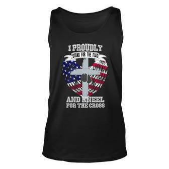 I Proudly Stand For The Flag And Kneel For The Cross Unisex Tank Top - Thegiftio UK