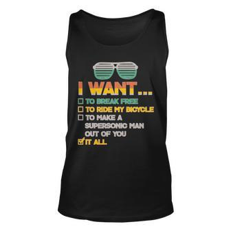 I Want To Break Free To Ride My Bicycle It All Sunglasses Unisex Tank Top - Monsterry AU