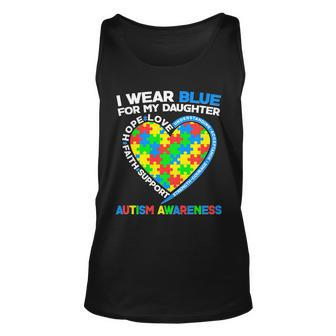 I Wear Blue For My Daughter Autism Awareness Heart Puzzle Unisex Tank Top - Monsterry