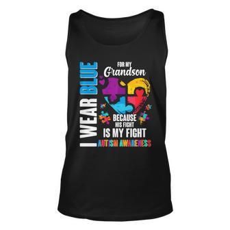 I Wear Blue For My Grandson His Fight Is My Fight Autism Unisex Tank Top - Monsterry UK