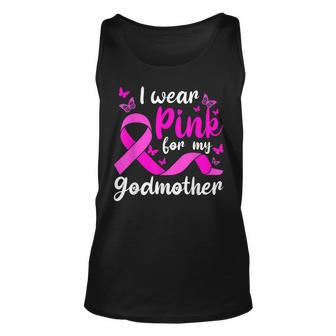 I Wear Pink For Godmother Breast Cancer Awareness Womens Men Women Tank Top Graphic Print Unisex - Thegiftio