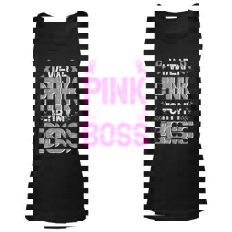 I Wear Pink For My Boss Jefe Breast Cancer Support Men Women Tank Top Graphic Print Unisex - Thegiftio