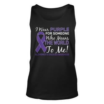 I Wear Purple Alzheimers Disease Awareness Tshirt Unisex Tank Top - Monsterry DE
