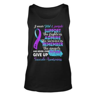 I Wear Purple & Teal Support The Fighters Suicide Awareness Men Women Tank Top Graphic Print Unisex - Thegiftio UK