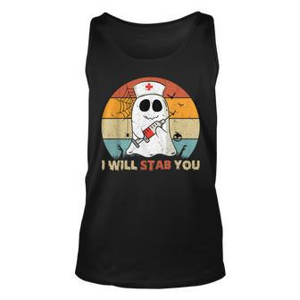 I Will Stab You Funny Nurse Ghost Halloween Funny Ghost Men Women Tank Top Graphic Print Unisex - Thegiftio UK