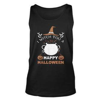 I Witch You A Happy Halloween Bat Scary Pumpkin Unisex Tank Top - Seseable