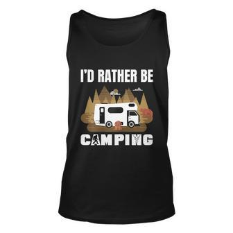 Id Rather Be Camping Gift Rv Van Camping Gift Saying Happy Camper Bear Gift Unisex Tank Top - Monsterry CA