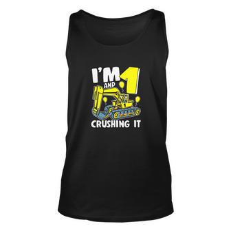 Im 1 And Crushing It 1 Year Boy 1St Birthday Excavator Unisex Tank Top - Monsterry AU