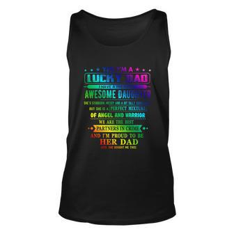 Im A Lucky Dad I Have A Awesome Daughter Shes Stubborn Gift Graphic Design Printed Casual Daily Basic Unisex Tank Top - Thegiftio UK