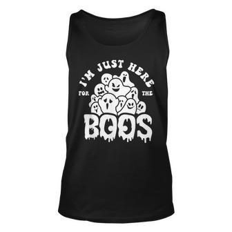 Im Just Here For The Boos Ghost Boo Crew Spooky Halloween Unisex Tank Top - Seseable