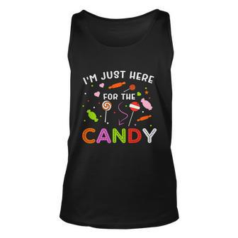 Im Just Here For The Candy Halloween Quote Unisex Tank Top - Monsterry AU