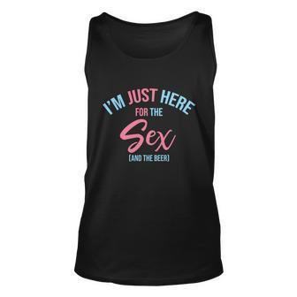 Im Just Here For The Sex Gender Reveal Keeper Of The Gender Cool Gift Unisex Tank Top - Thegiftio UK