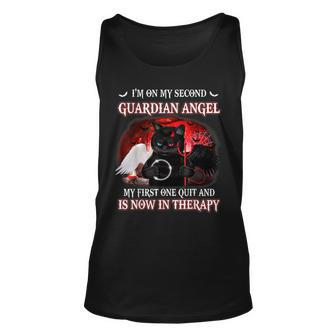 Im On My Second Guardian Angel Cool Black Cat Halloween Unisex Tank Top - Seseable