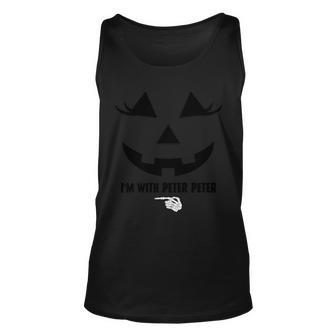 Im With Peter Peter Funny Halloween Skeleton Hand Graphic Design Printed Casual Daily Basic Unisex Tank Top - Thegiftio UK