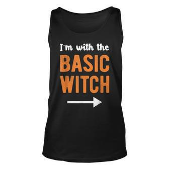 Im With The Basic Witch Matching Couple Halloween Costume Unisex Tank Top - Seseable