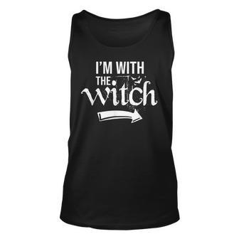 Im With The Witch Funny Halloween Couple Costume Unisex Tank Top - Seseable