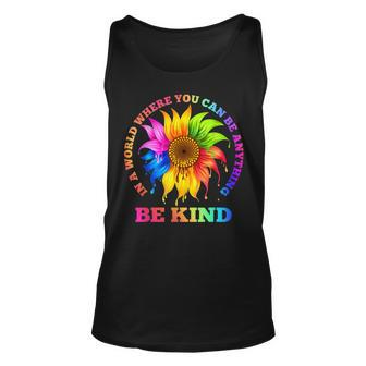In A World Where You Can Be Anything Be Kind Lgbt Rainbow Men Women Tank Top Graphic Print Unisex - Thegiftio UK