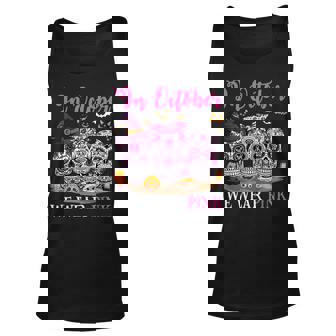 In October We Wear Pink Sugar Skull Breast Cancer Halloween Men Women Tank Top Graphic Print Unisex - Thegiftio