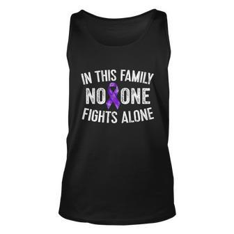 In This Family No One Fights Alone Meaningful Gift Purple Ribbon Unisex Tank Top - Monsterry
