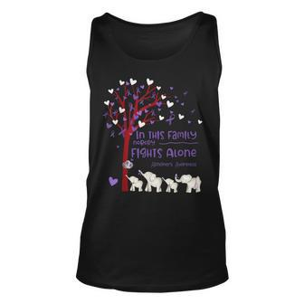 In This Family Nobody Fights Alone Alzheimers Elephant Men Women Tank Top Graphic Print Unisex - Thegiftio UK