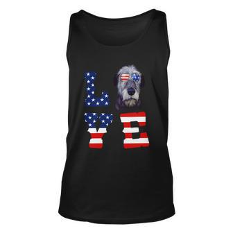 Irish Wolfhound Love Dog American Flag 4Th Of July Usa Funny Gift Unisex Tank Top - Monsterry DE
