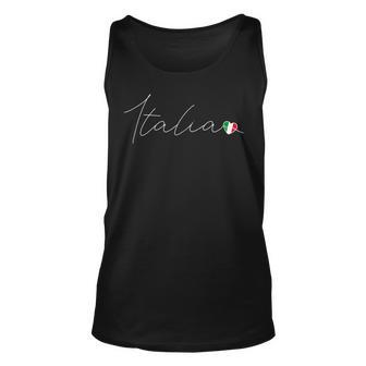 Italia Simple Love Italian Flag Heart On Italy Men Women Tank Top Graphic Print Unisex - Thegiftio UK