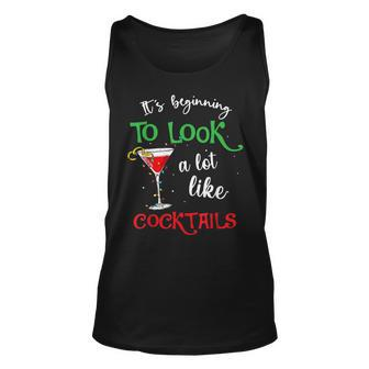 Its Beginning To Look A Lot Like Cocktails Funny Christmas Men Women Tank Top Graphic Print Unisex - Thegiftio UK